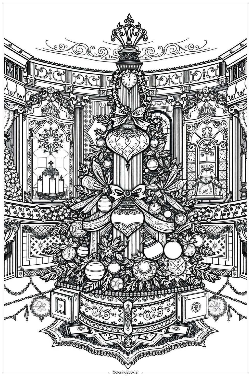  Victorian Christmas Tree Coloring Page 