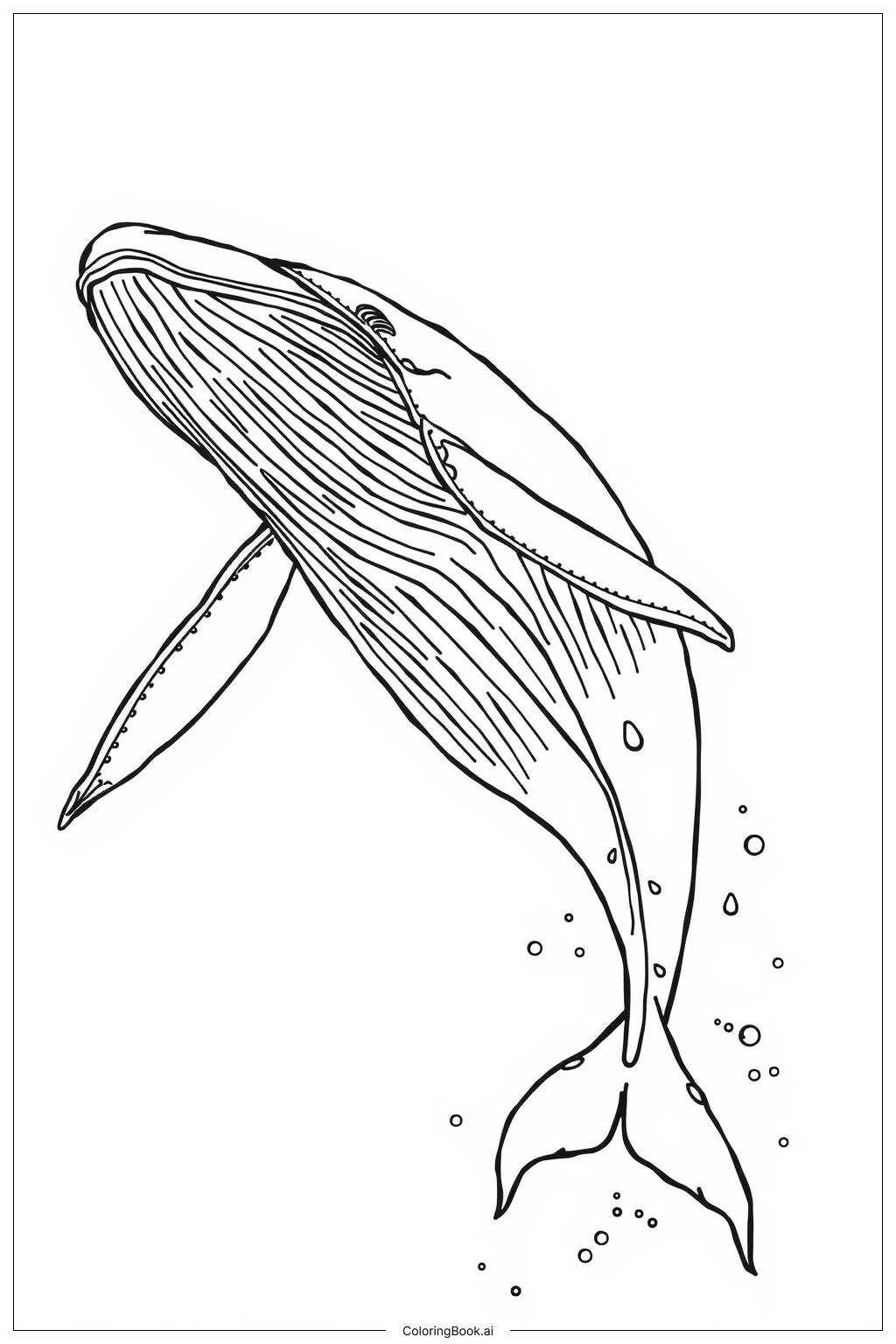  Page de coloriage Baleine à bosse réaliste sautant-2 