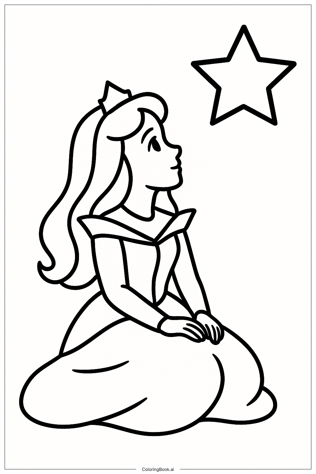  睡美人仰望星星填色页 