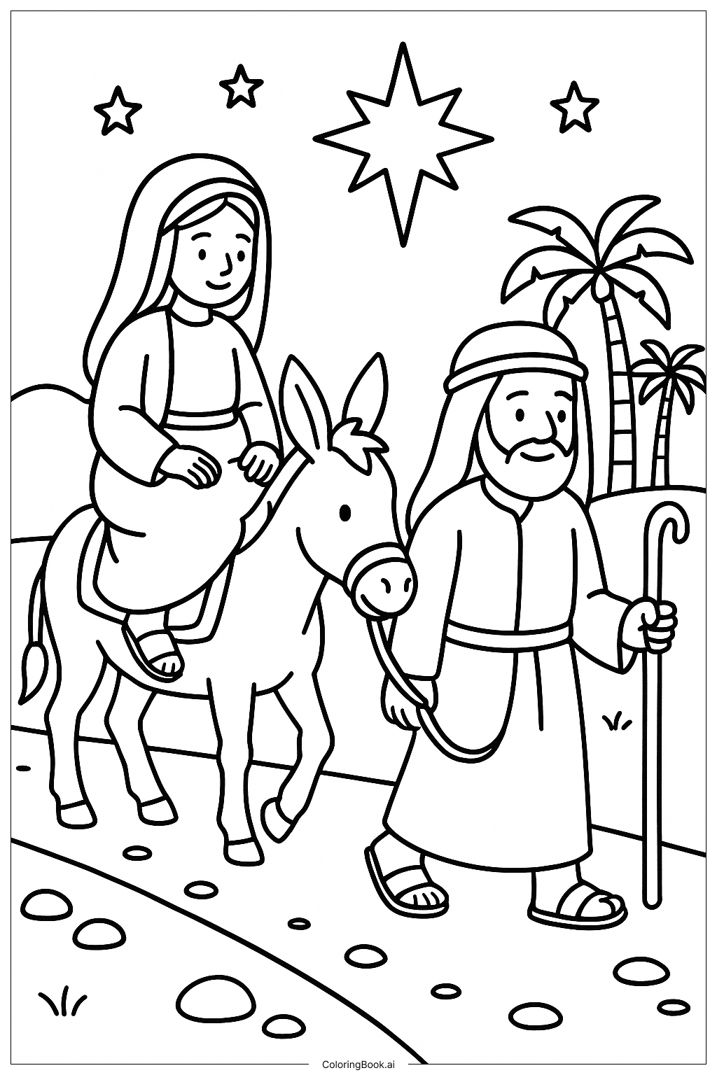  마리아와 요셉의 대림절 여행 색칠공부 페이지 