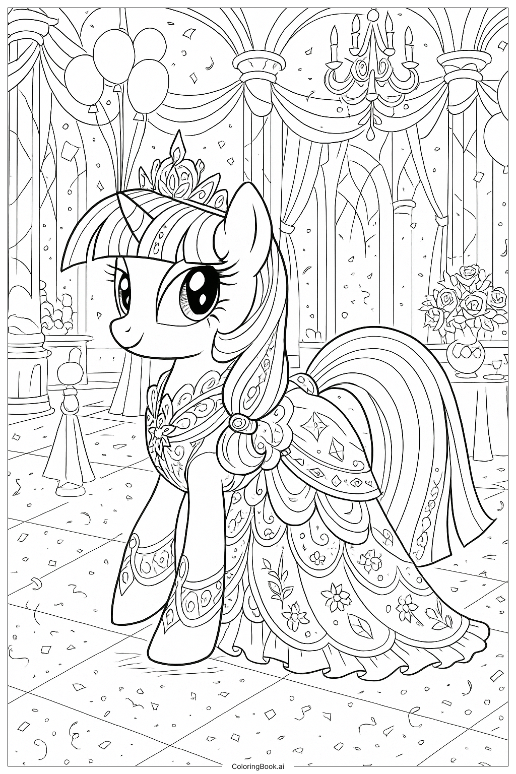  Página para colorear de Twilight Sparkle en la Gran Gala Saltarina 