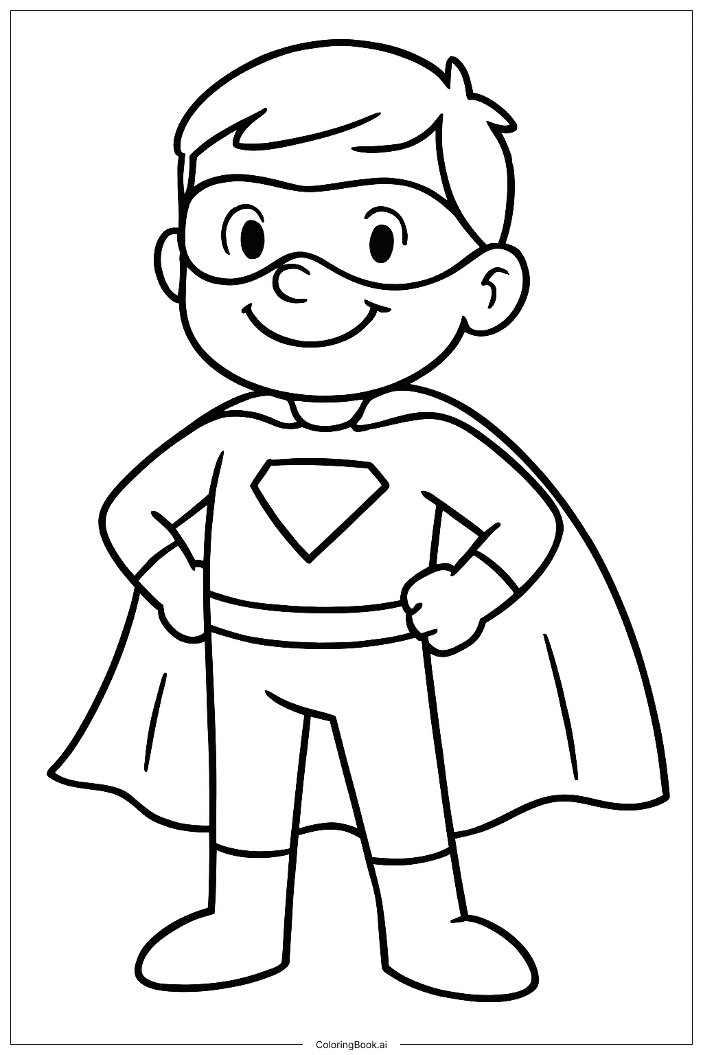 Einfaches Superhelden-Porträt Ausmalseite