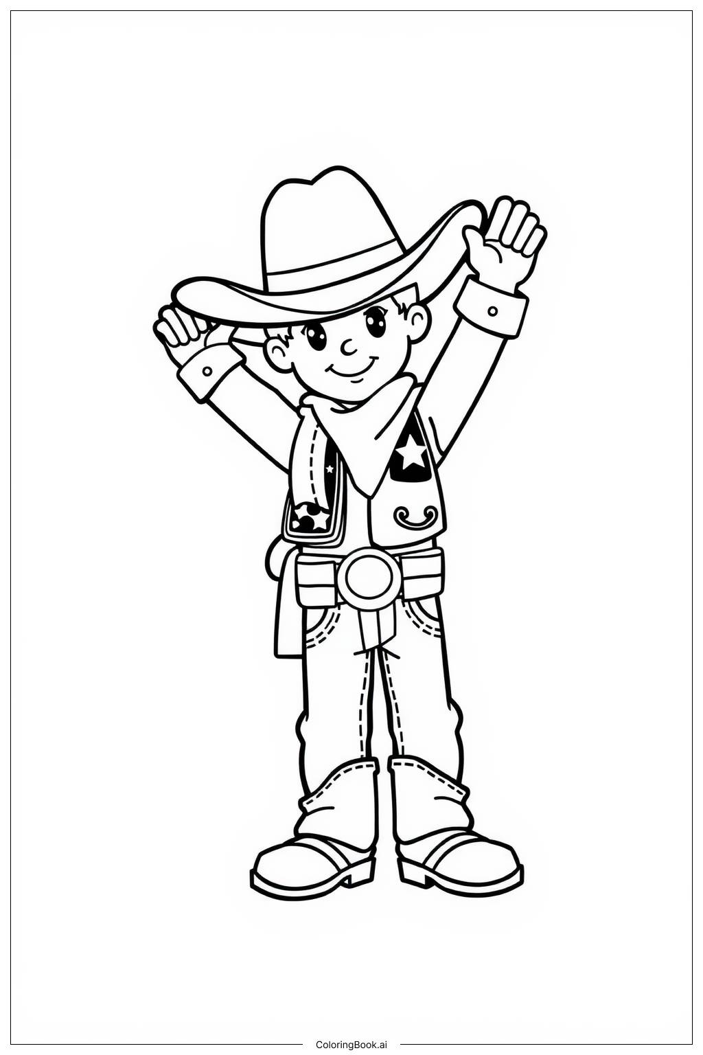  Cowboy dancing at a country fair Coloring Page 