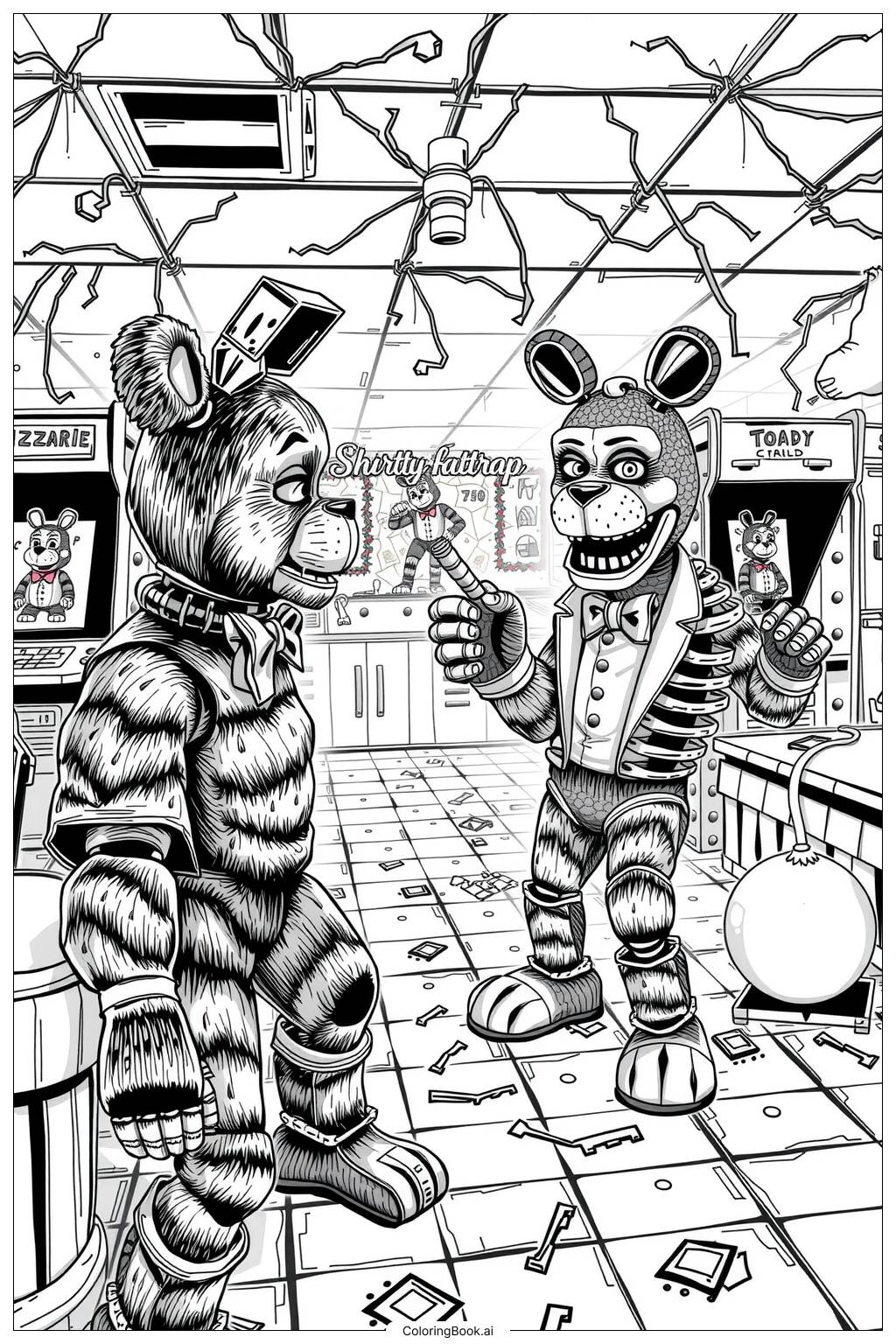  five nights at freddy characters facing their fears Coloring Page 