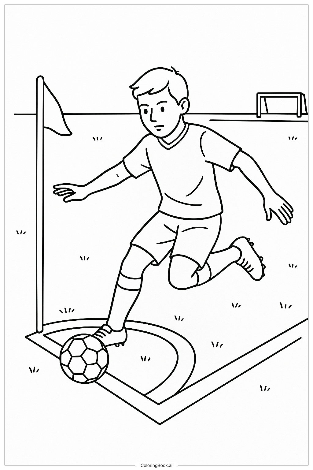  Fußballspieler nimmt eine Ecke Ausmalseite 