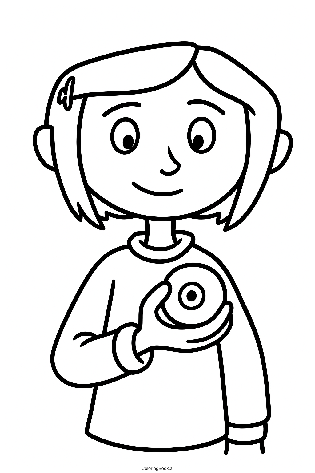  Coraline 手持看見之石著色頁 