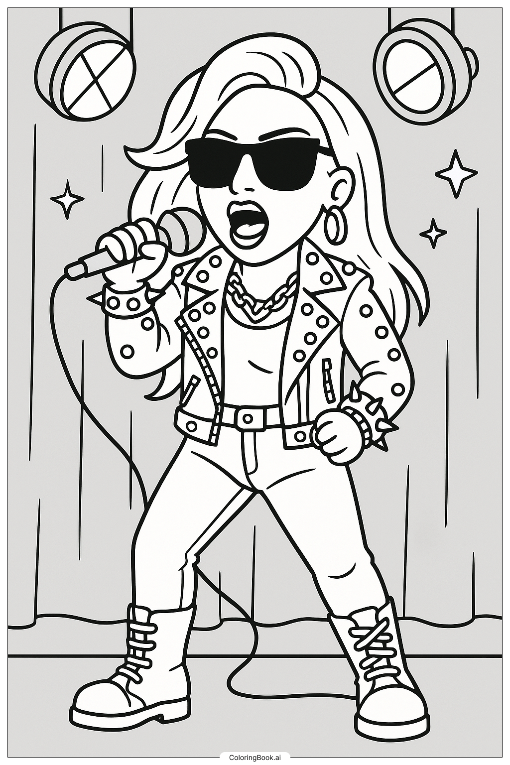  Lady Gaga In A Rock And Roll Outfit Coloring Page 