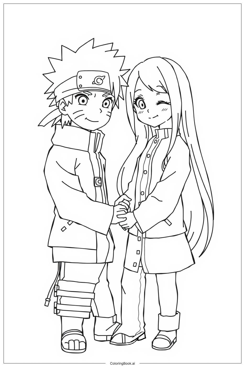  Naruto und Hinata teilen einen Moment Ausmalseite 