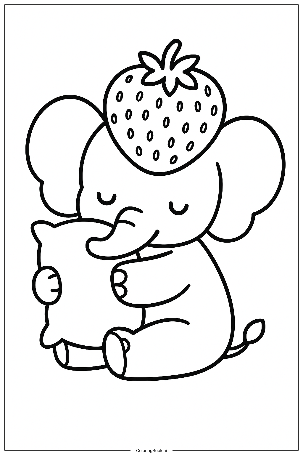 草莓大象抱枕头