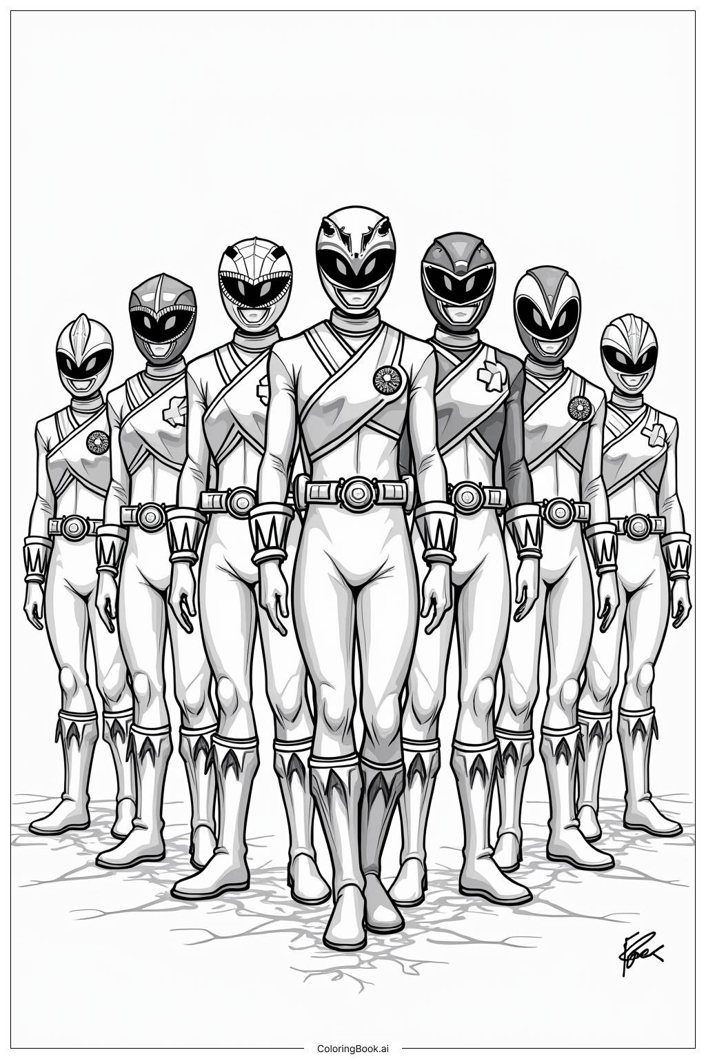  Power Rangers In Megazord Formation Coloring Page 