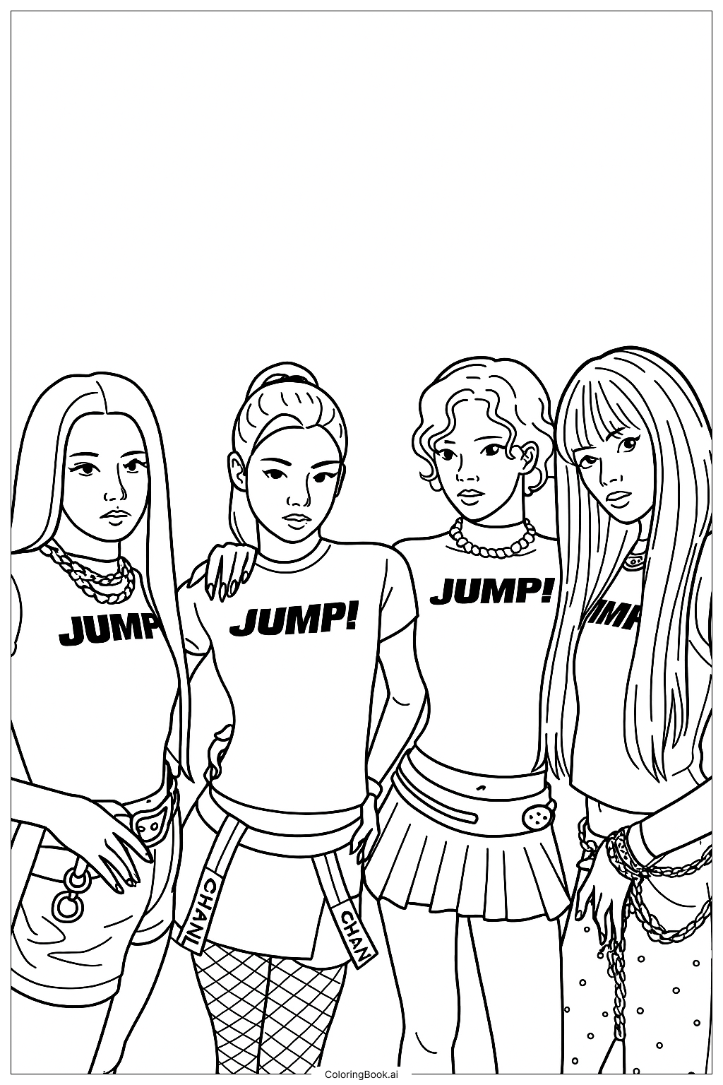  The Members Of Blackpink In Jump T-shirts Coloring Page 