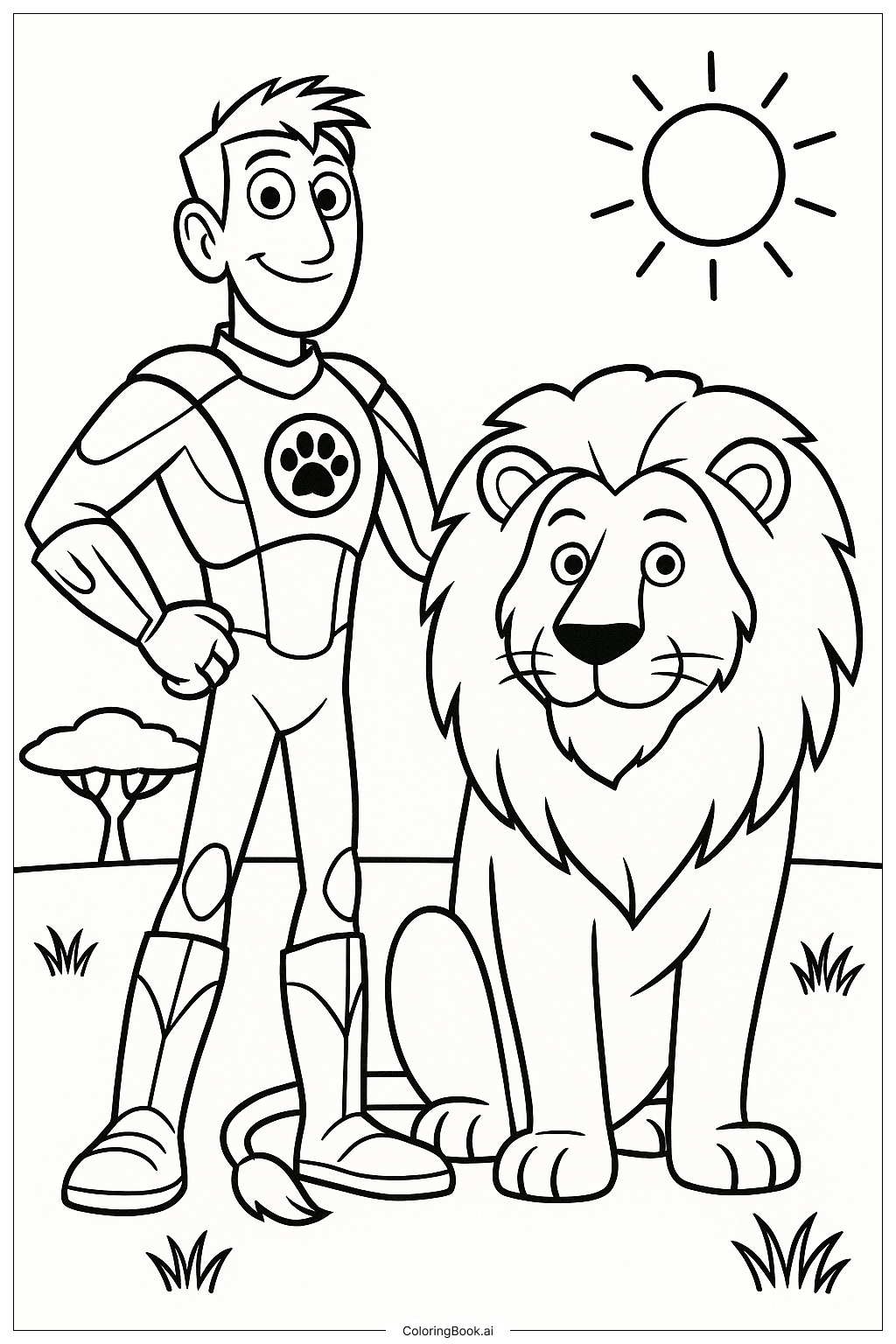 Trang tô màu Chris Wild Kratts Với Sức Mạnh Sư Tử