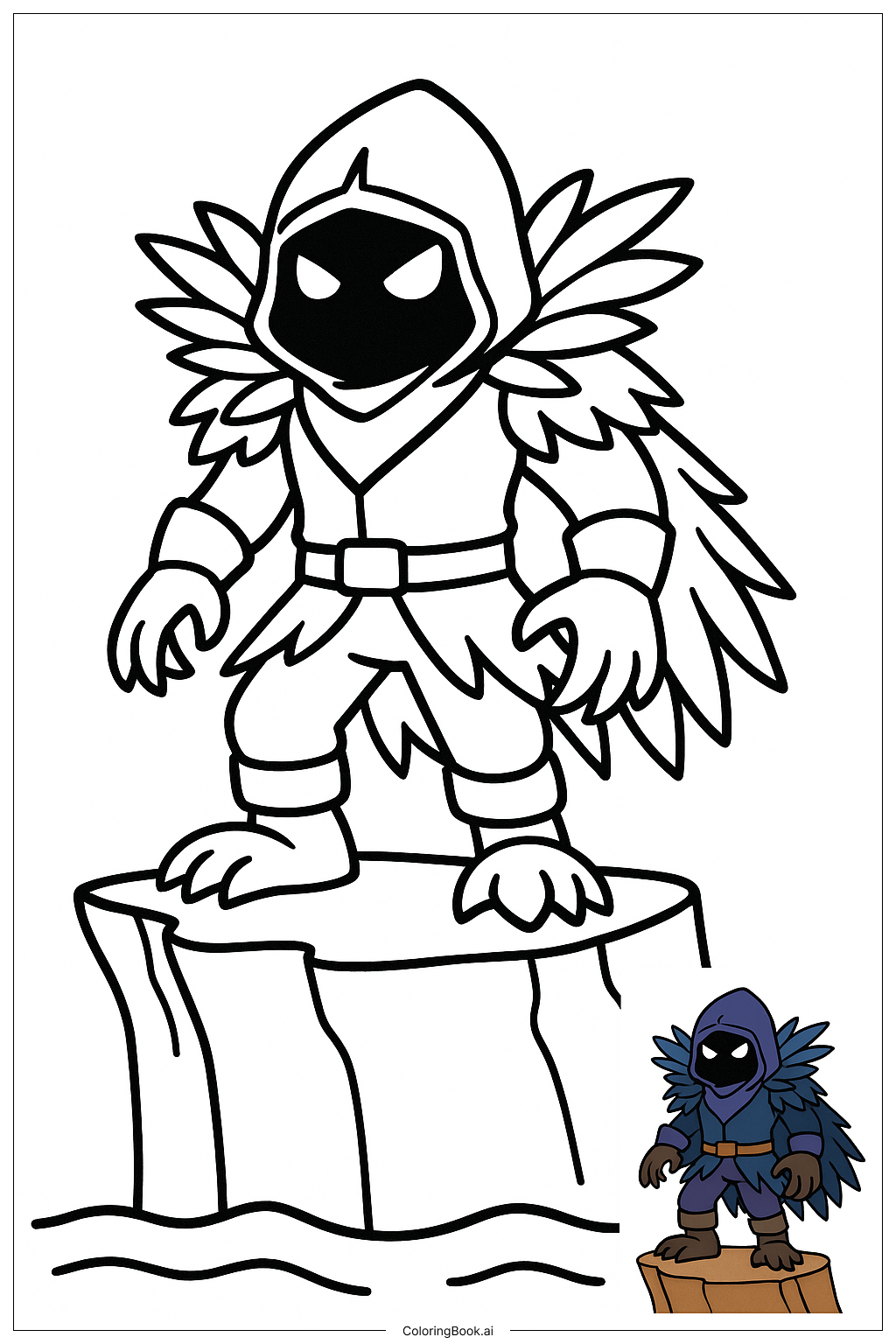  Fortnite Raven Steht Auf Einer Klippe Ausmalseite 