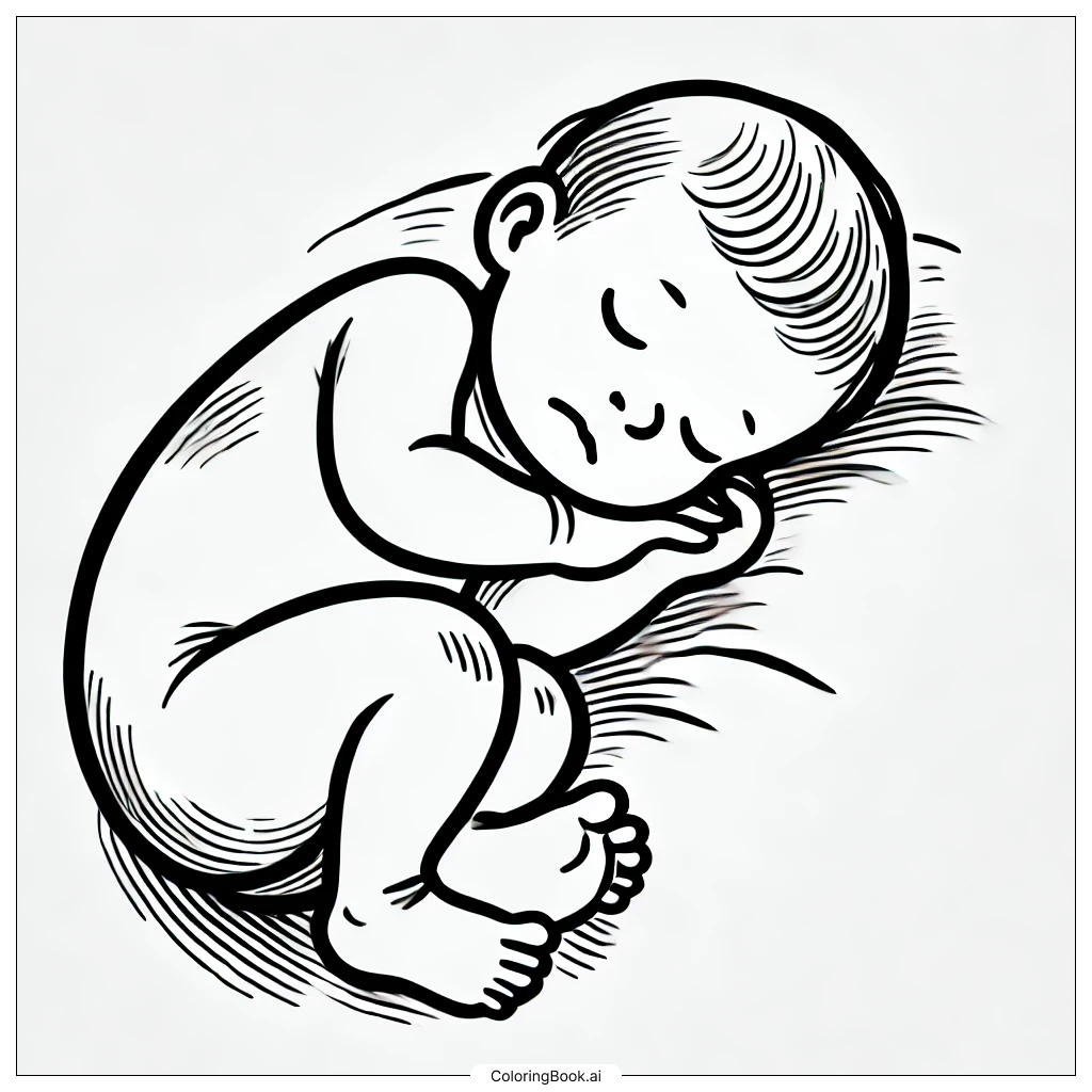  Sleeping Baby Outline Coloring Page 