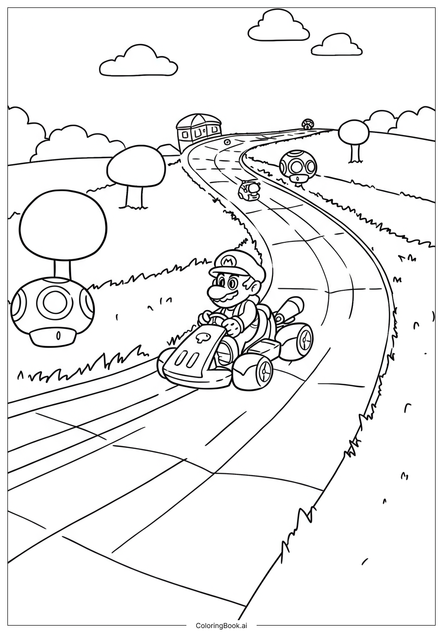  Mario Kart Wii Rainbow Road Coloring Page 