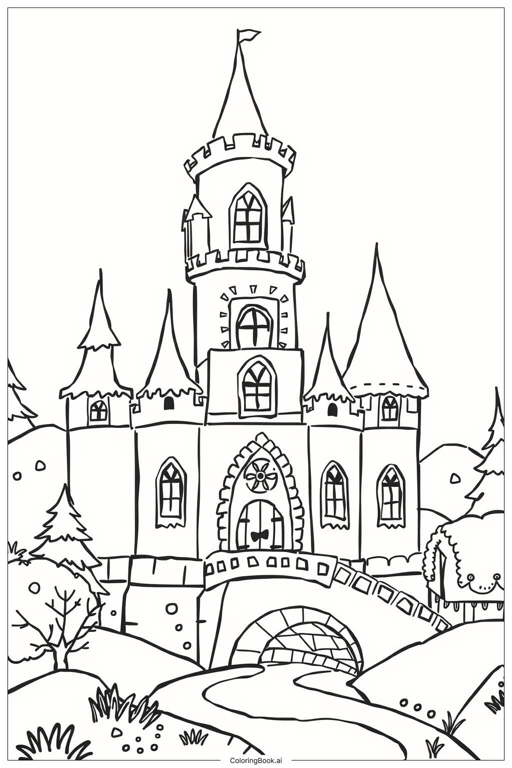  Página para colorear de Castillo de Jengibre Decorado 