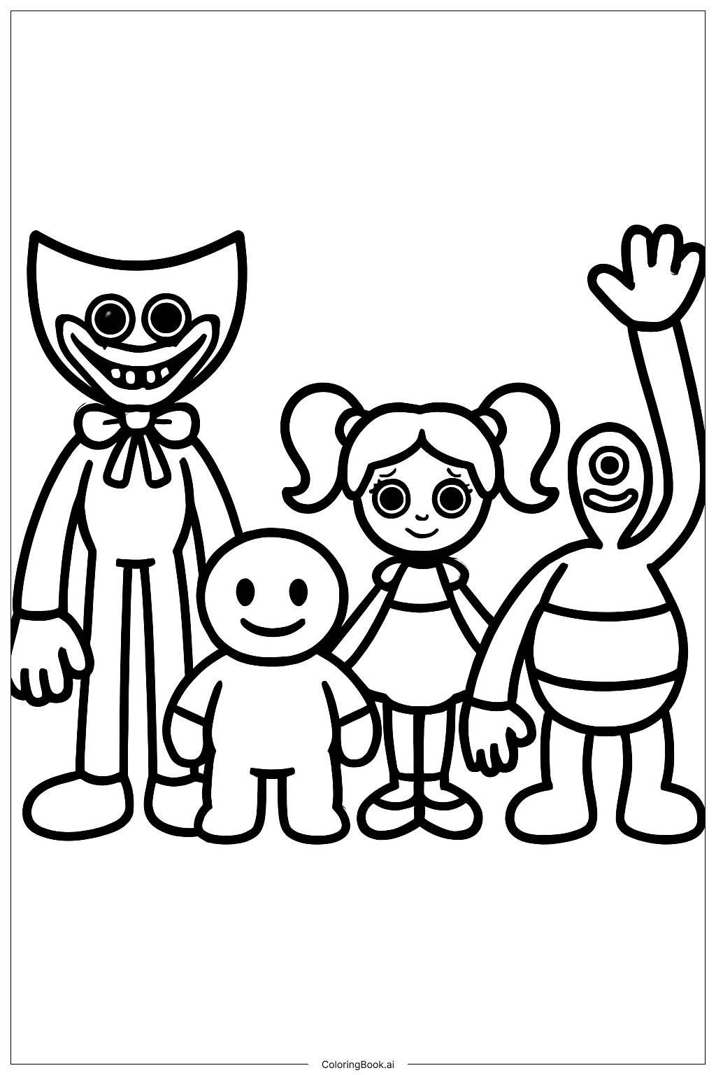  Poppy Playtime Character Silhouettes Group Coloring Page 