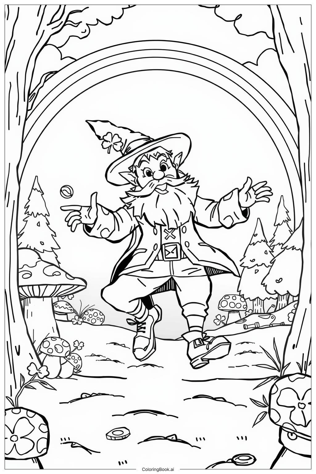  Leprechaun celebrating St. Patrick's Day-2 Coloring Page 