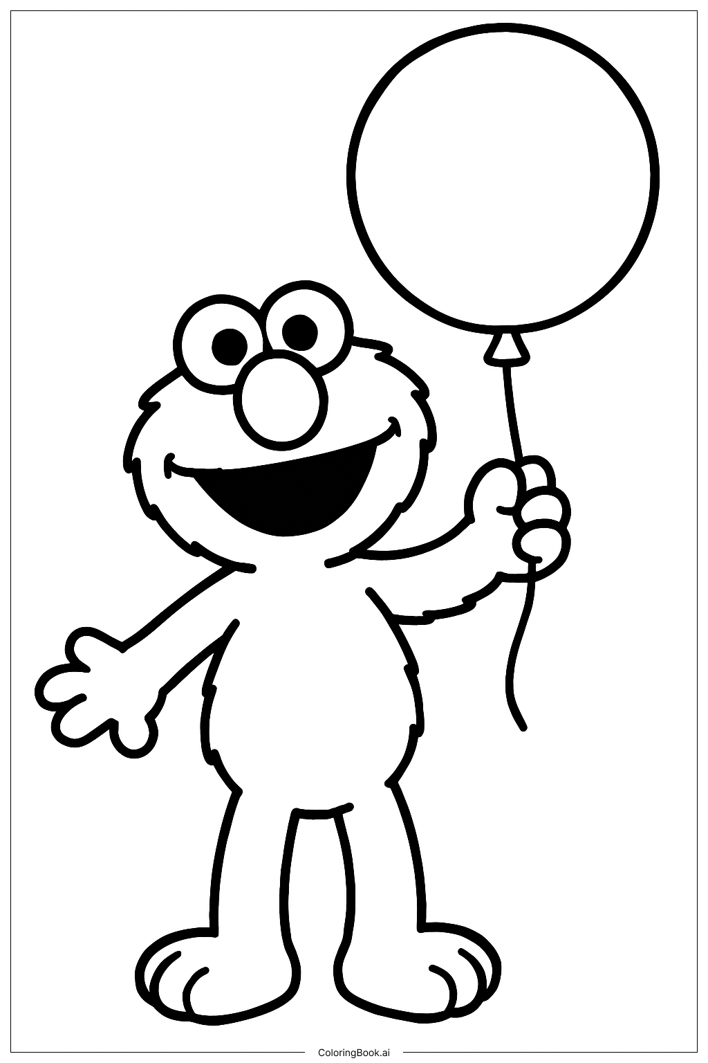  Elmo mit einem Ballon Ausmalseite 