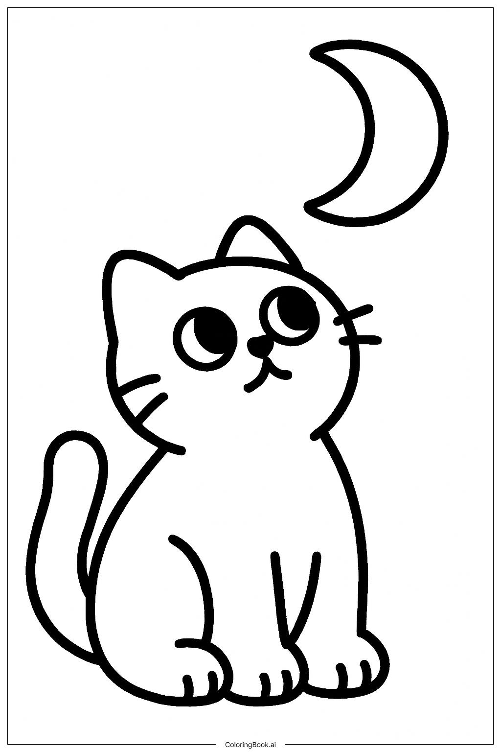  Bobbie Goods 猫咪仰望月亮填色页 