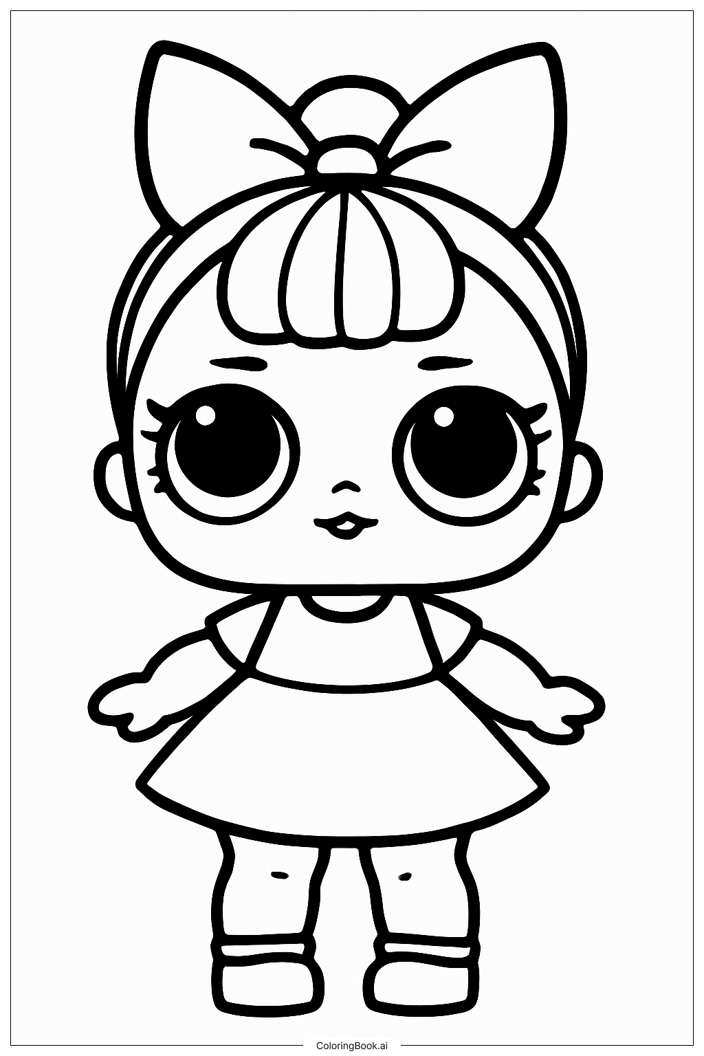 Página para colorir de Boneca Lol com uma Faixa de Cabelo Fofa