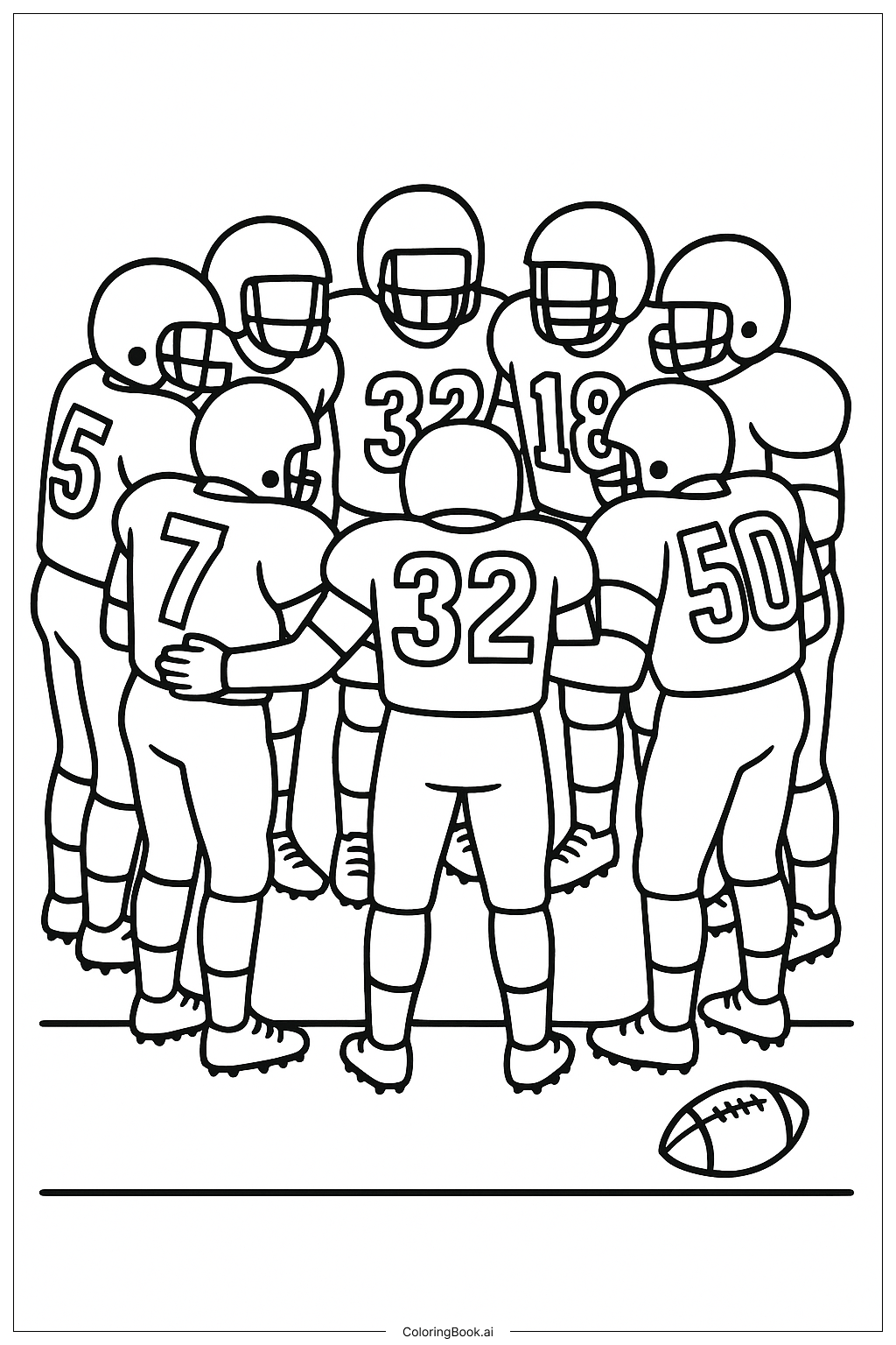  American Football Team Huddle Formation Coloring Page 