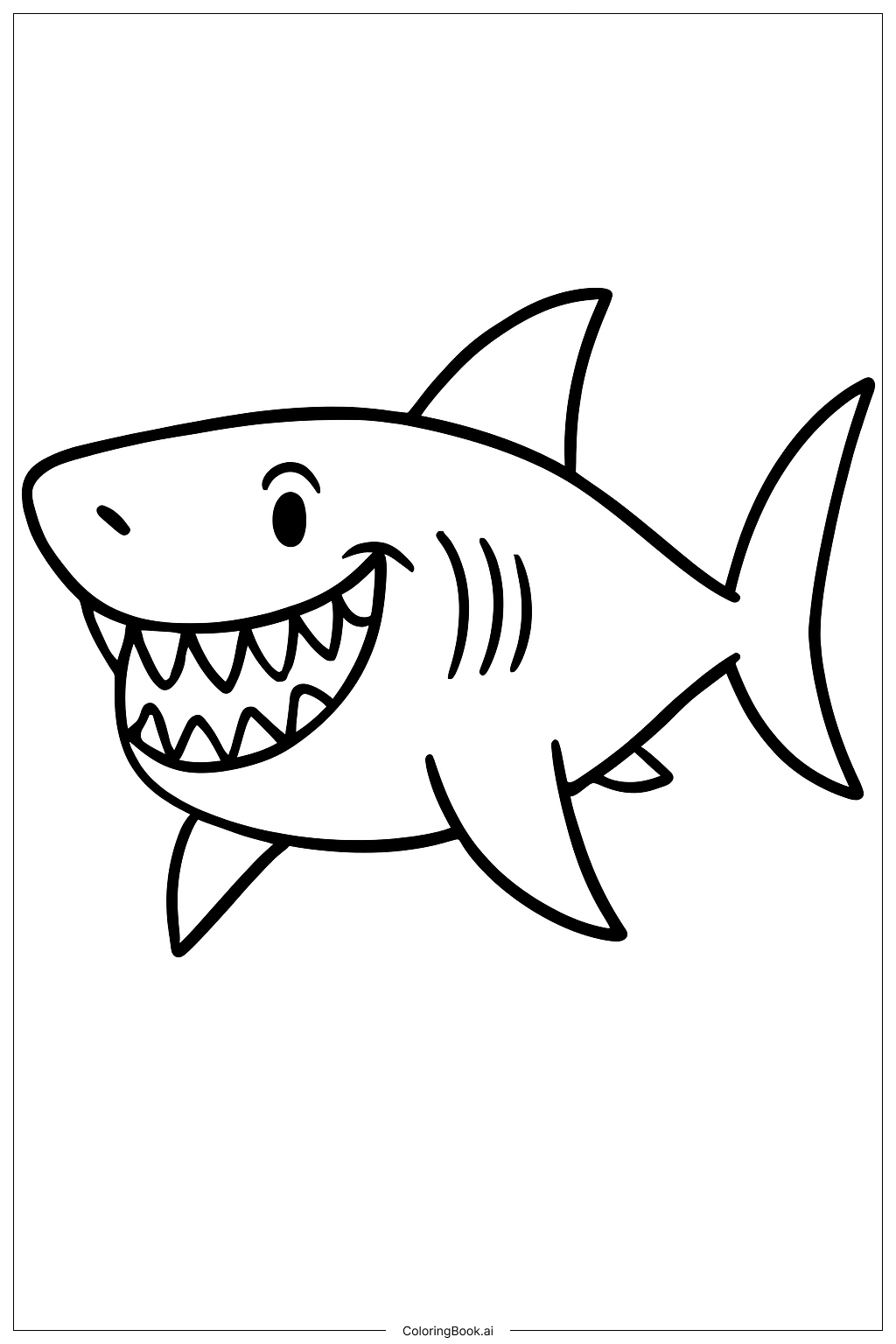 Großes Megalodon-Lächeln Ausmalseite 