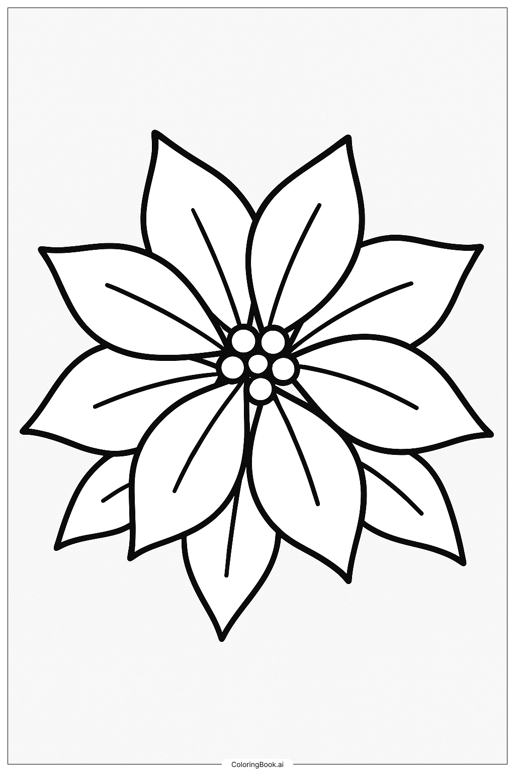Large Poinsettia Shape For Kids Coloring Page