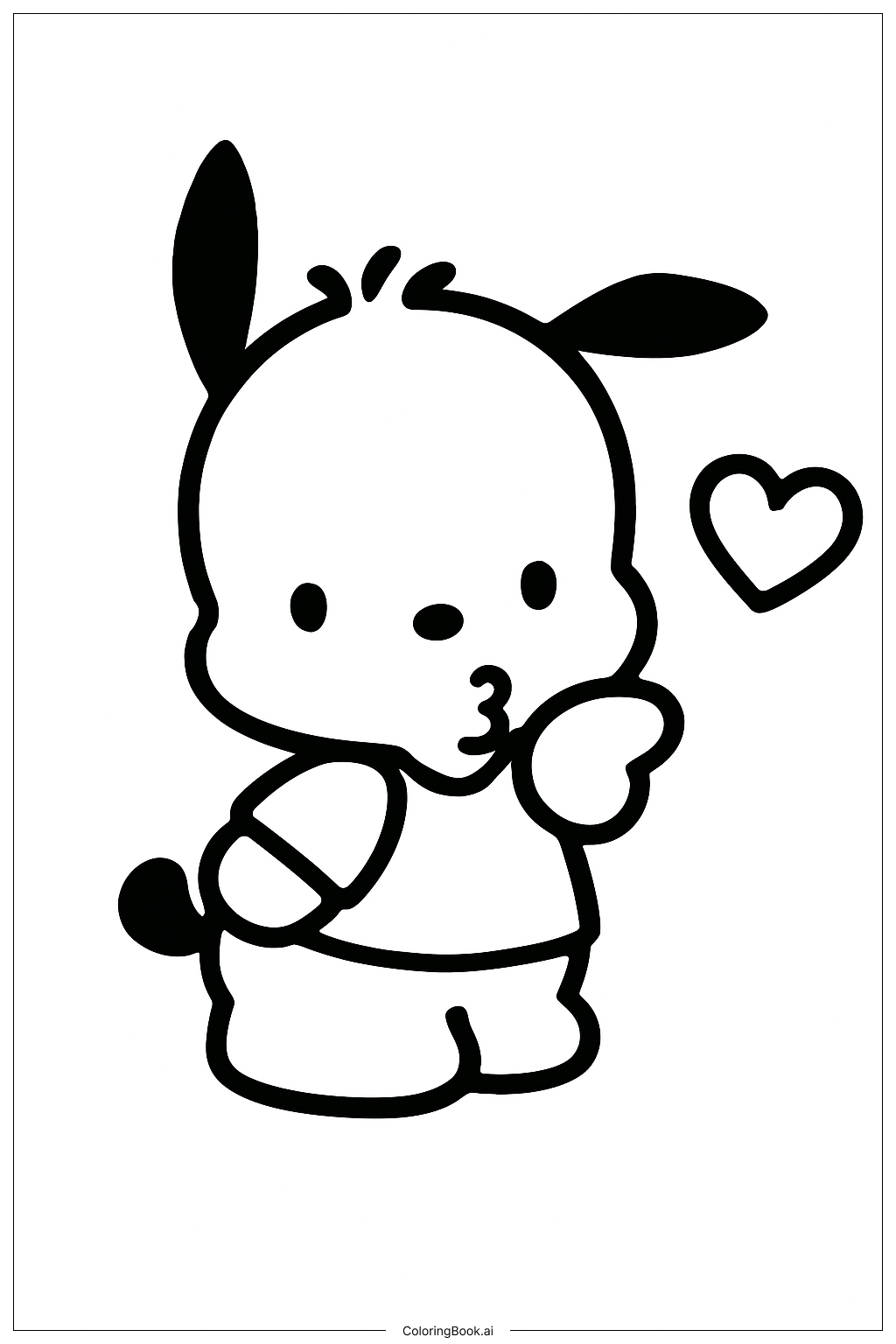  ポチャッコのキスを吹くの塗り絵ページ 
