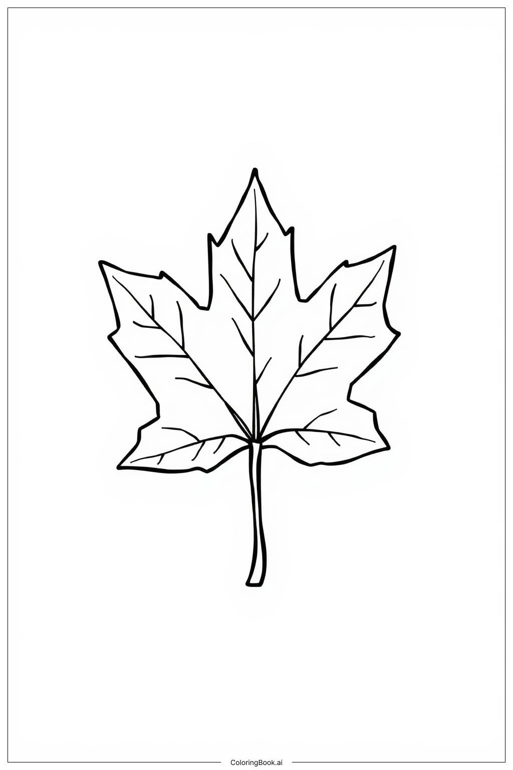  Maple Leaf with Textured Surface Coloring Page 