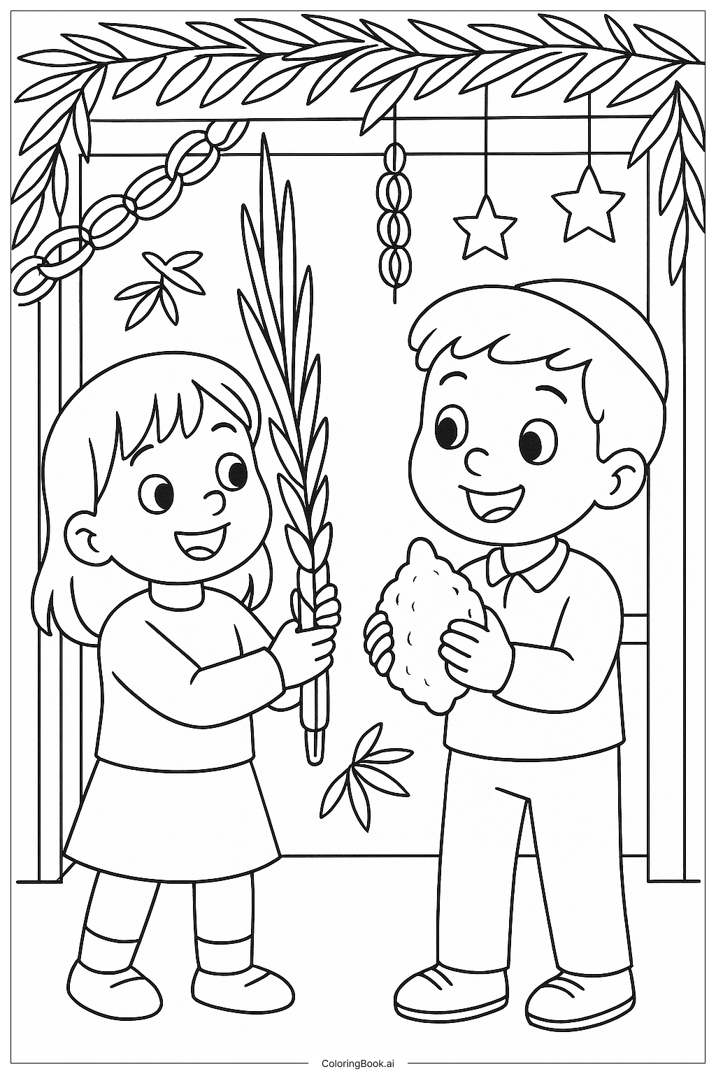  スコットのためにルラヴを振る子どもたちの塗り絵ページ 