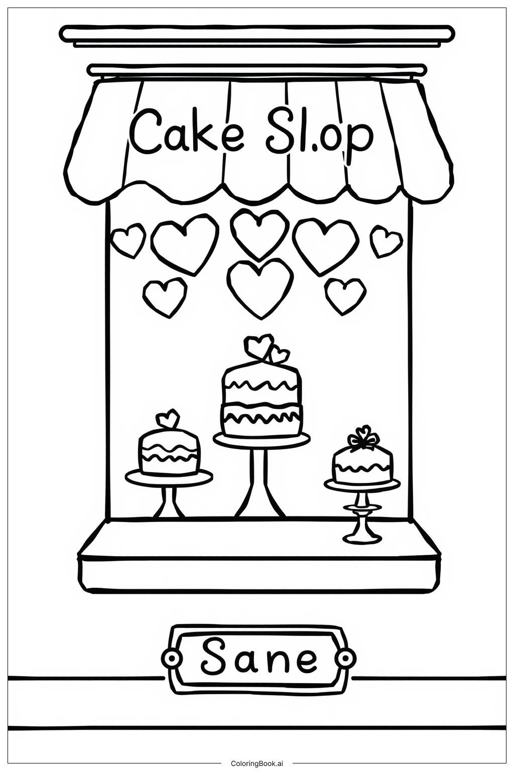  Cake Shop Window Coloring Page 