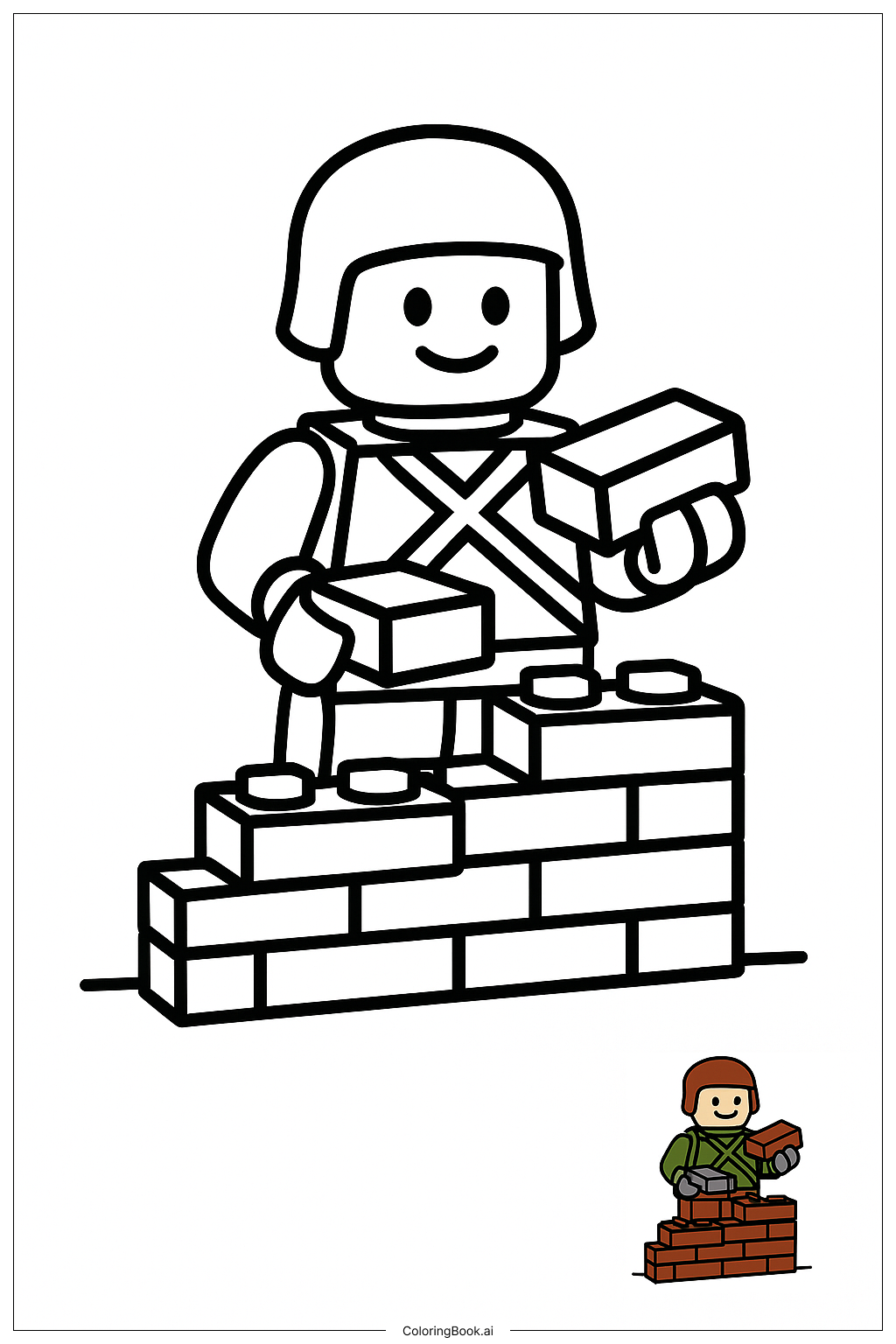  Fortnite Lego Charakter baut eine Wand Ausmalseite 