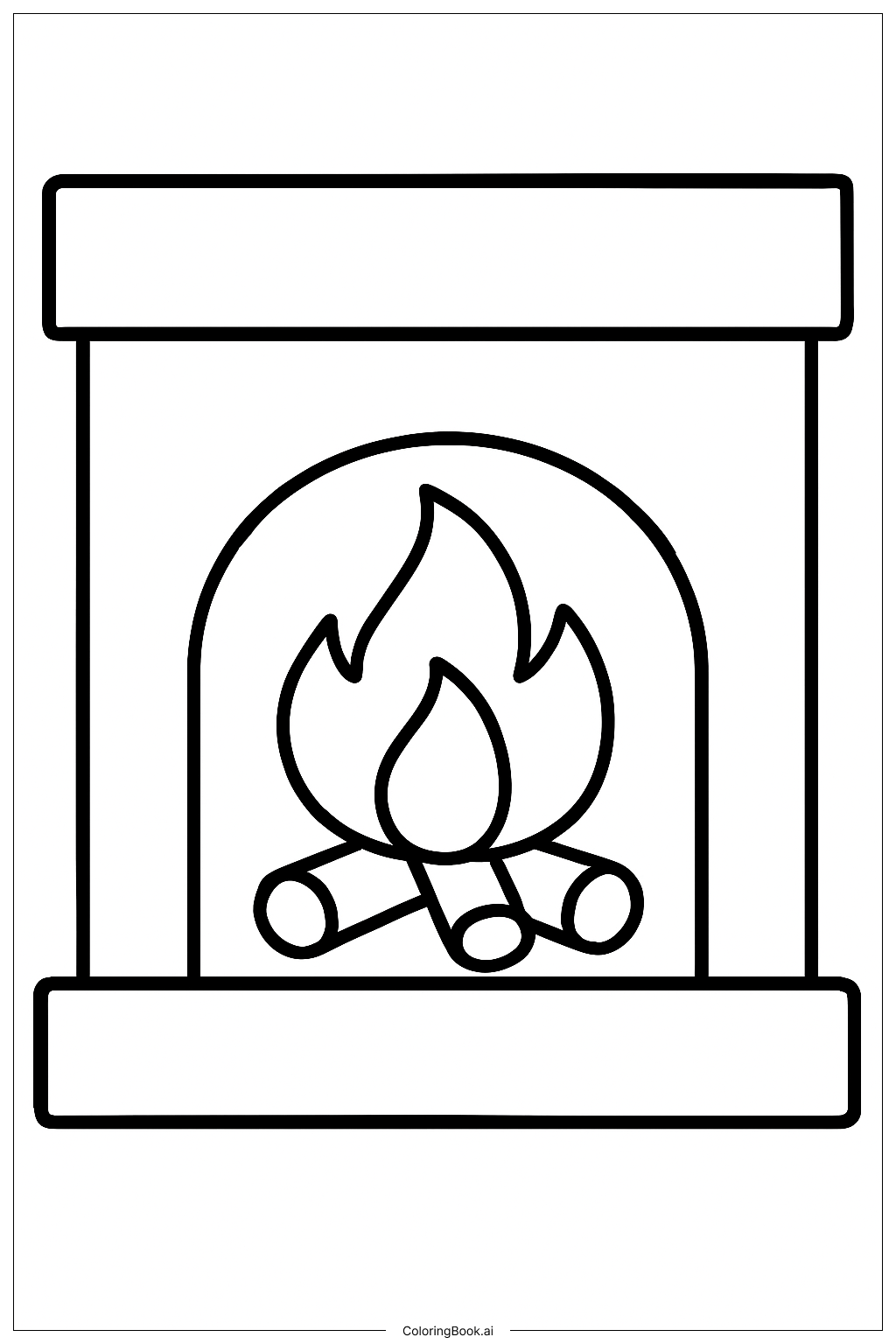  눈 오는 날 벽난로의 불빛 색칠공부 페이지 