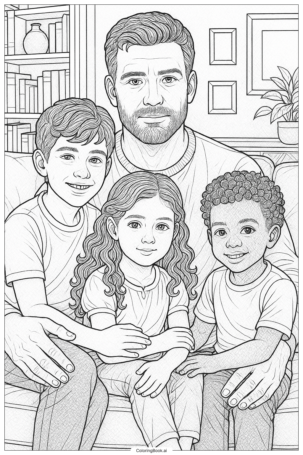 A Realistic Portrait For Fathers Day Coloring Page