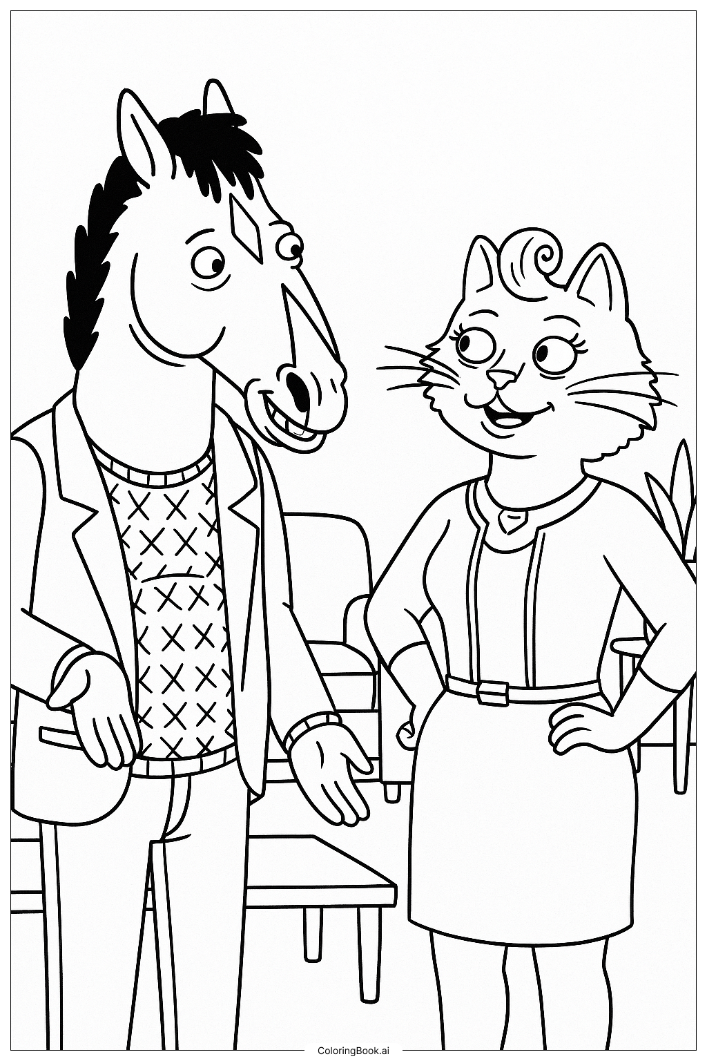  Trang tô màu Bojack Horseman Nói Chuyện Với Công Chúa Carolyn 