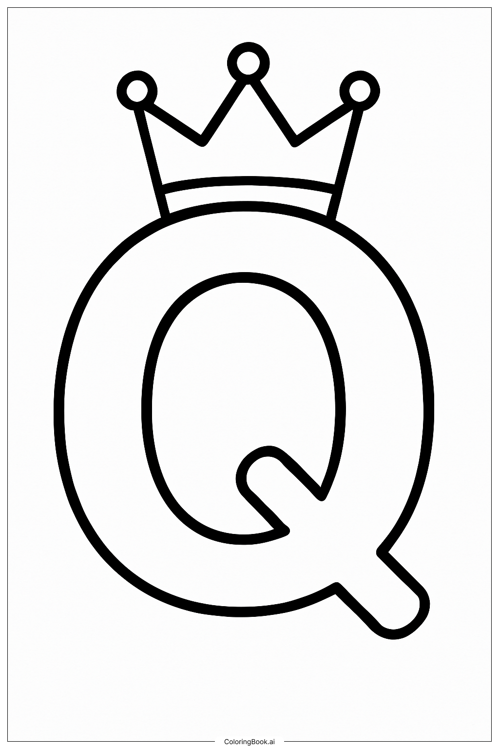 女王のための大文字アルファベットQ 塗り絵ページ（無料の