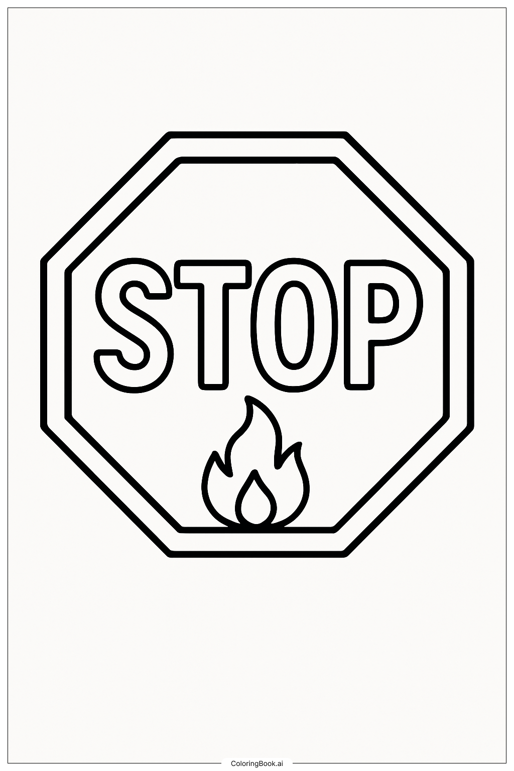 消防安全停车标志填色页