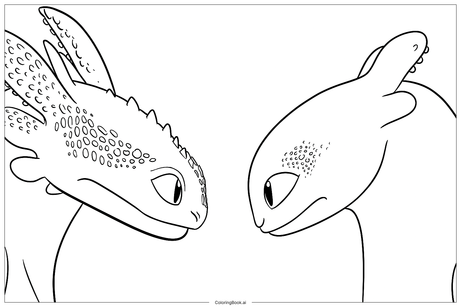  Toothlessand Light Fury Faceto Face Coloring Page 