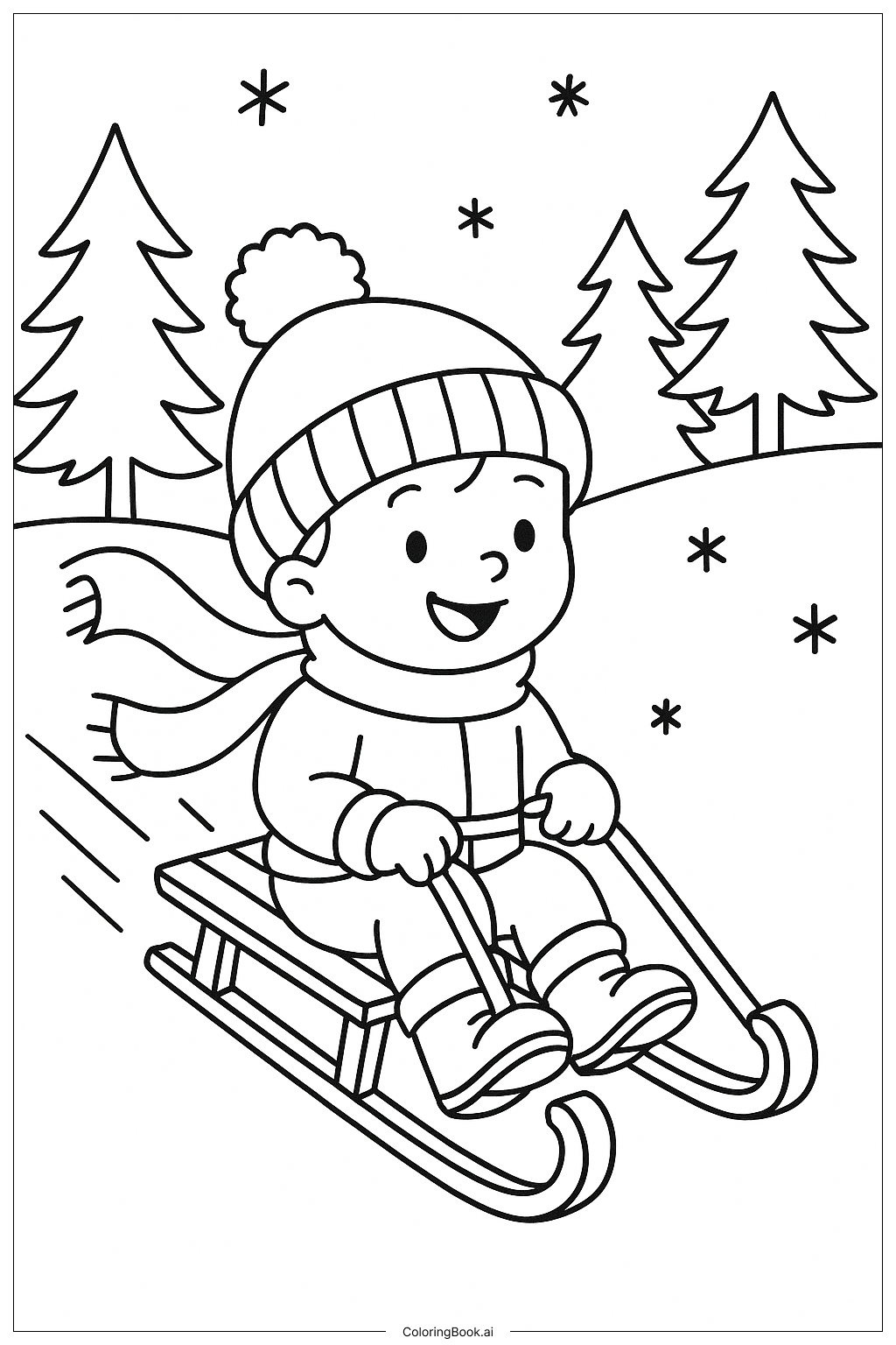 Página para colorear de Deslizando en un gorro de invierno