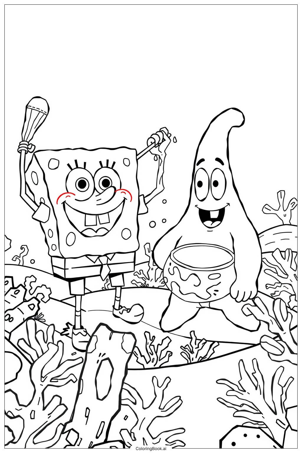  Página para colorir de Spongebob Jellyfishing Adventure 