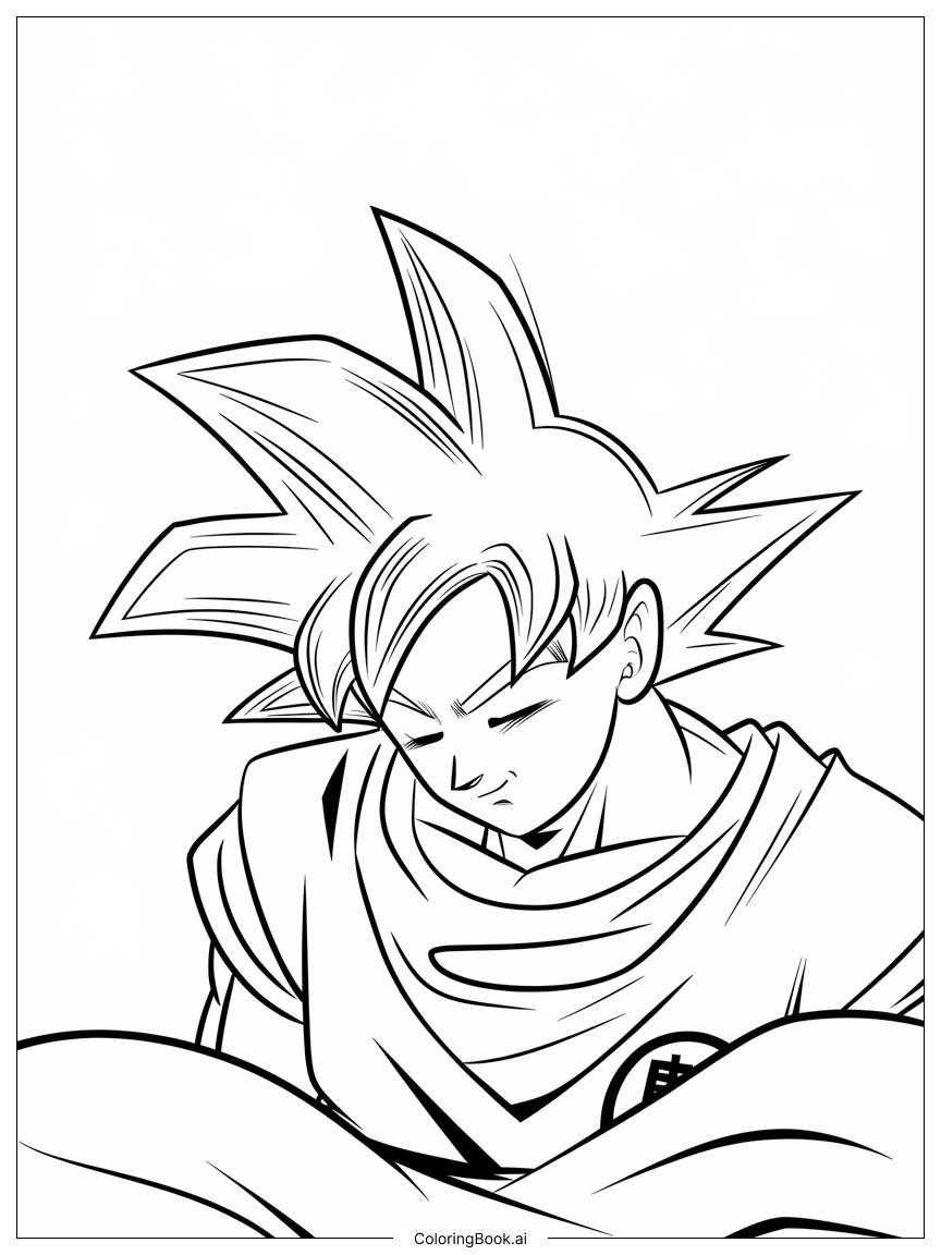  Goku Sleeping | coloringbook.ai 색칠공부 페이지 