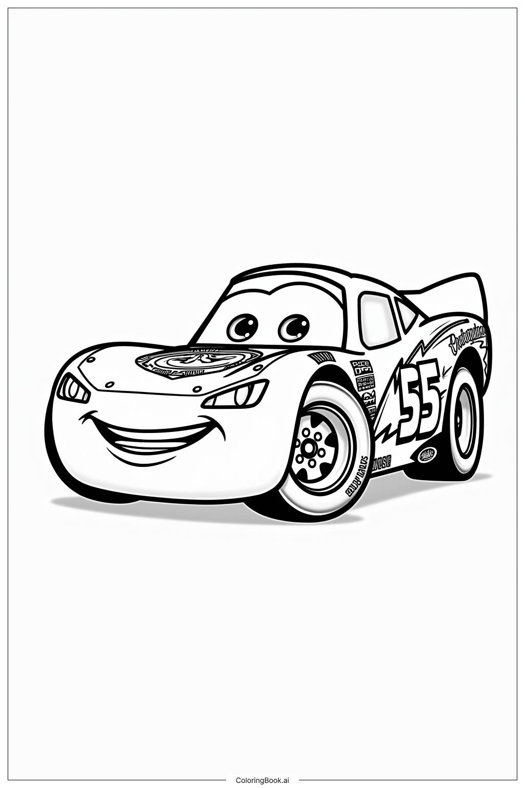  Lightning McQueen Under the Night Sky Coloring Page 