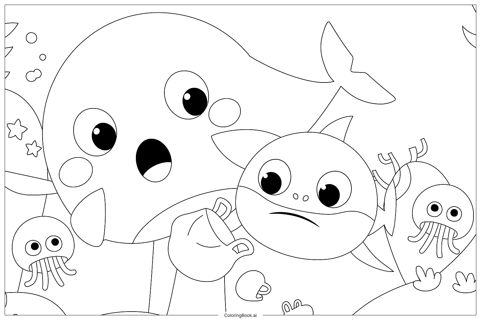 Página para colorear de Baby Shark Bolsa de Plástico