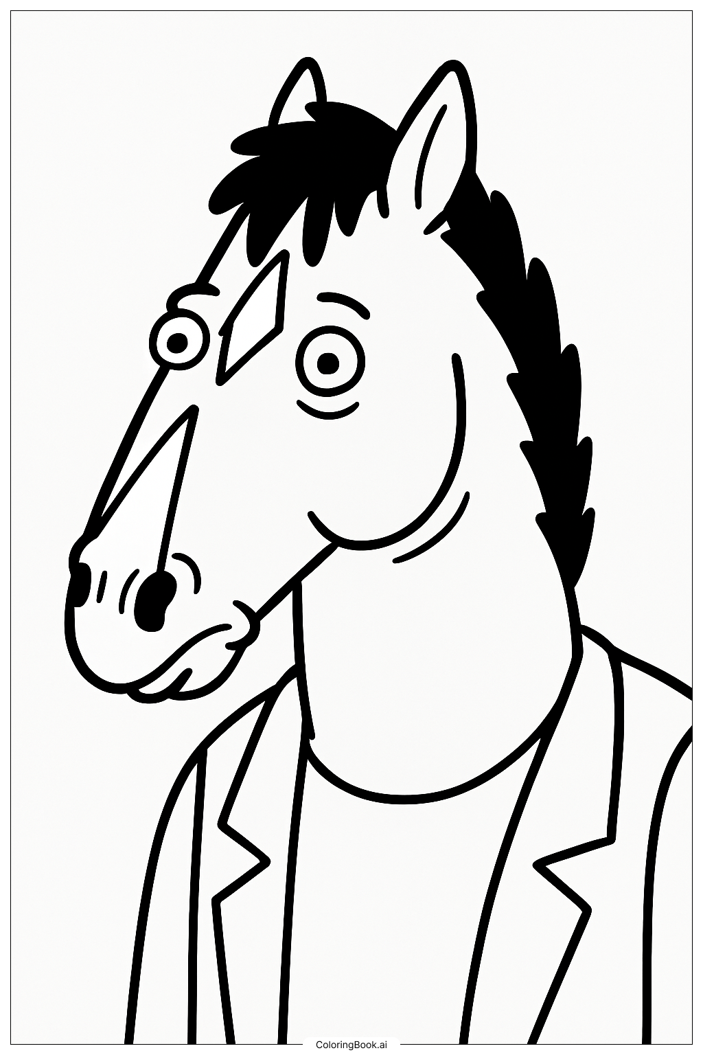 Bojack Horseman Simple Portrait Coloring Page