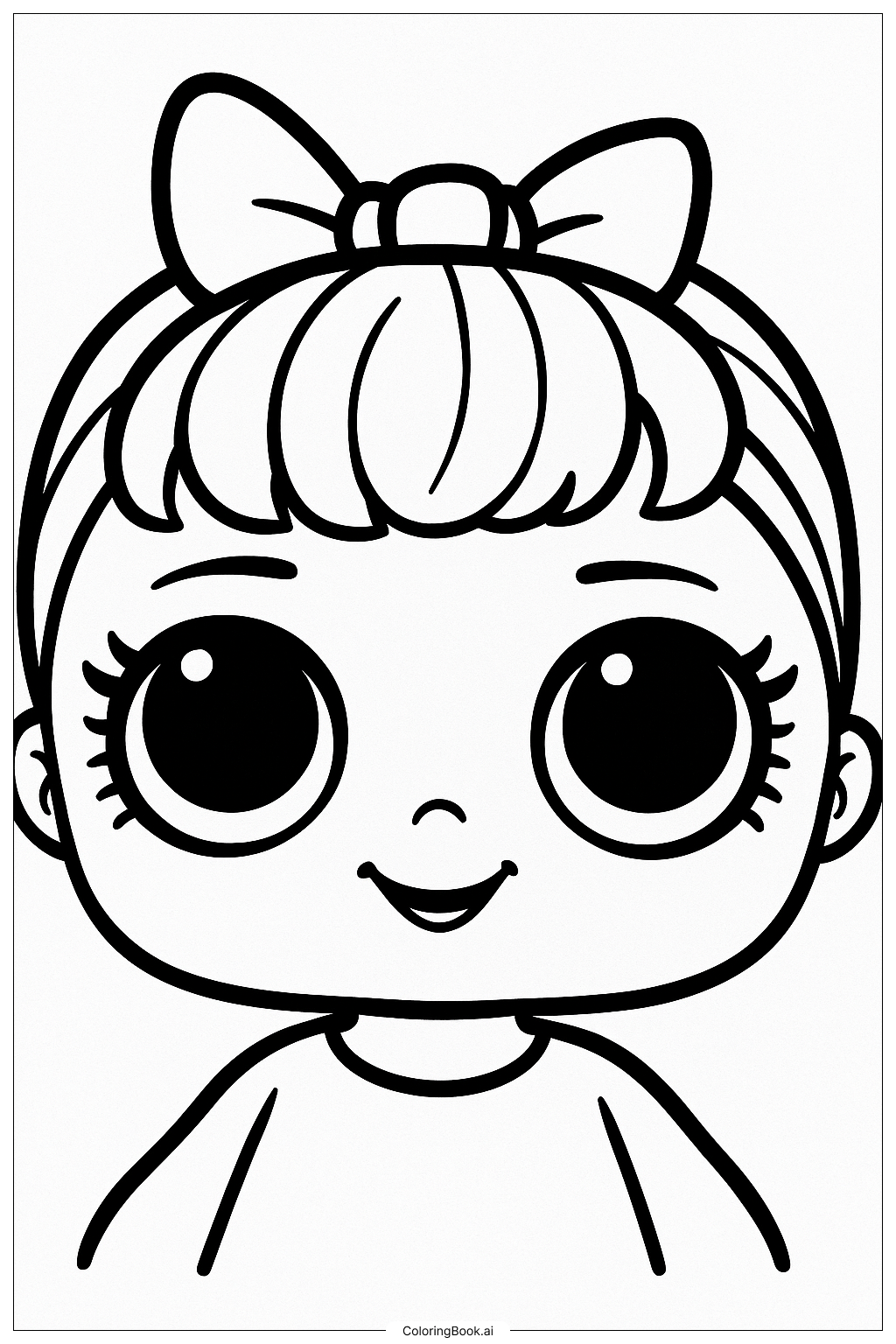 Página para colorir de Close-up do Rosto da Boneca Lol Fofa