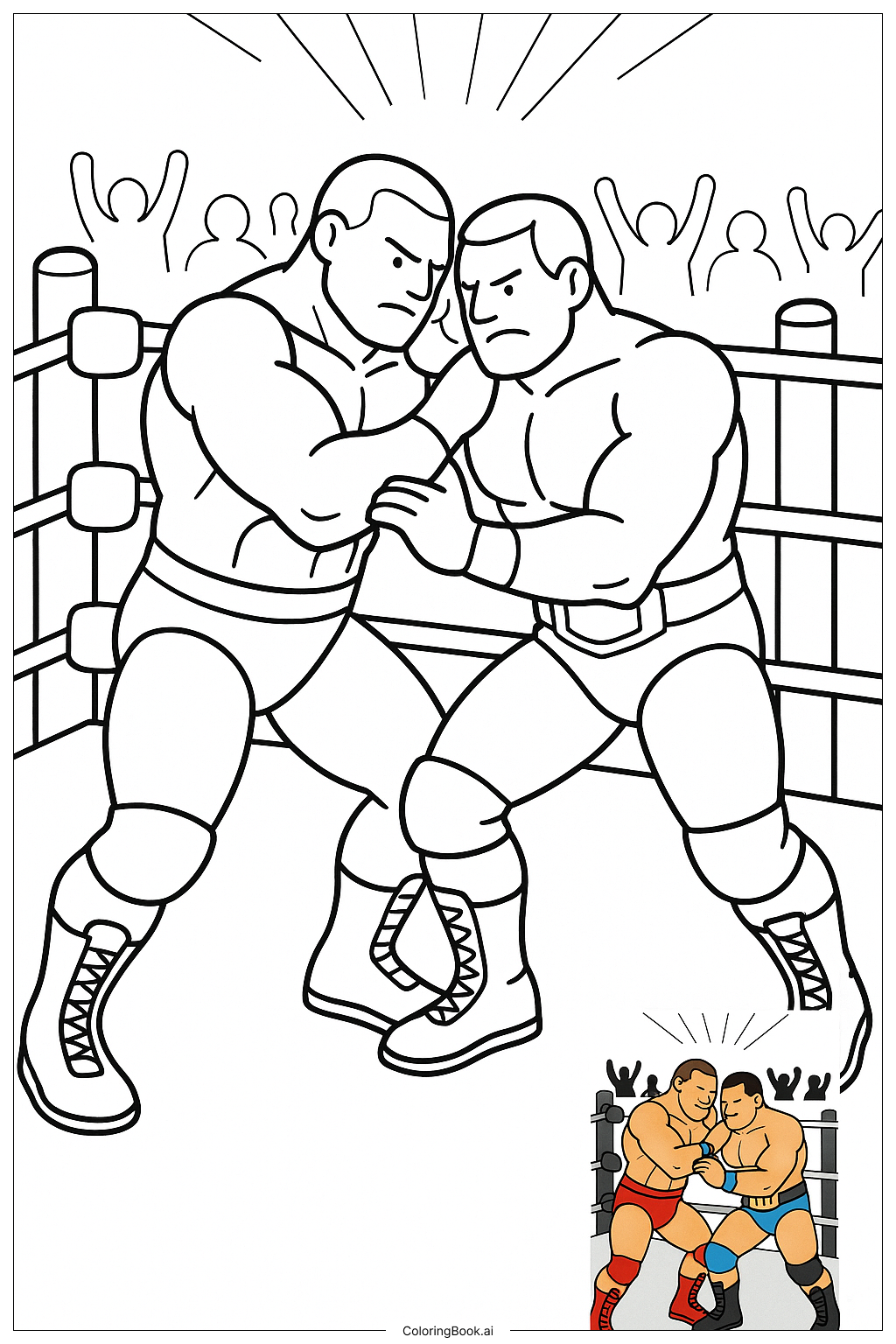 Trang tô màu Đô vật WWE vật lộn trên võ đài