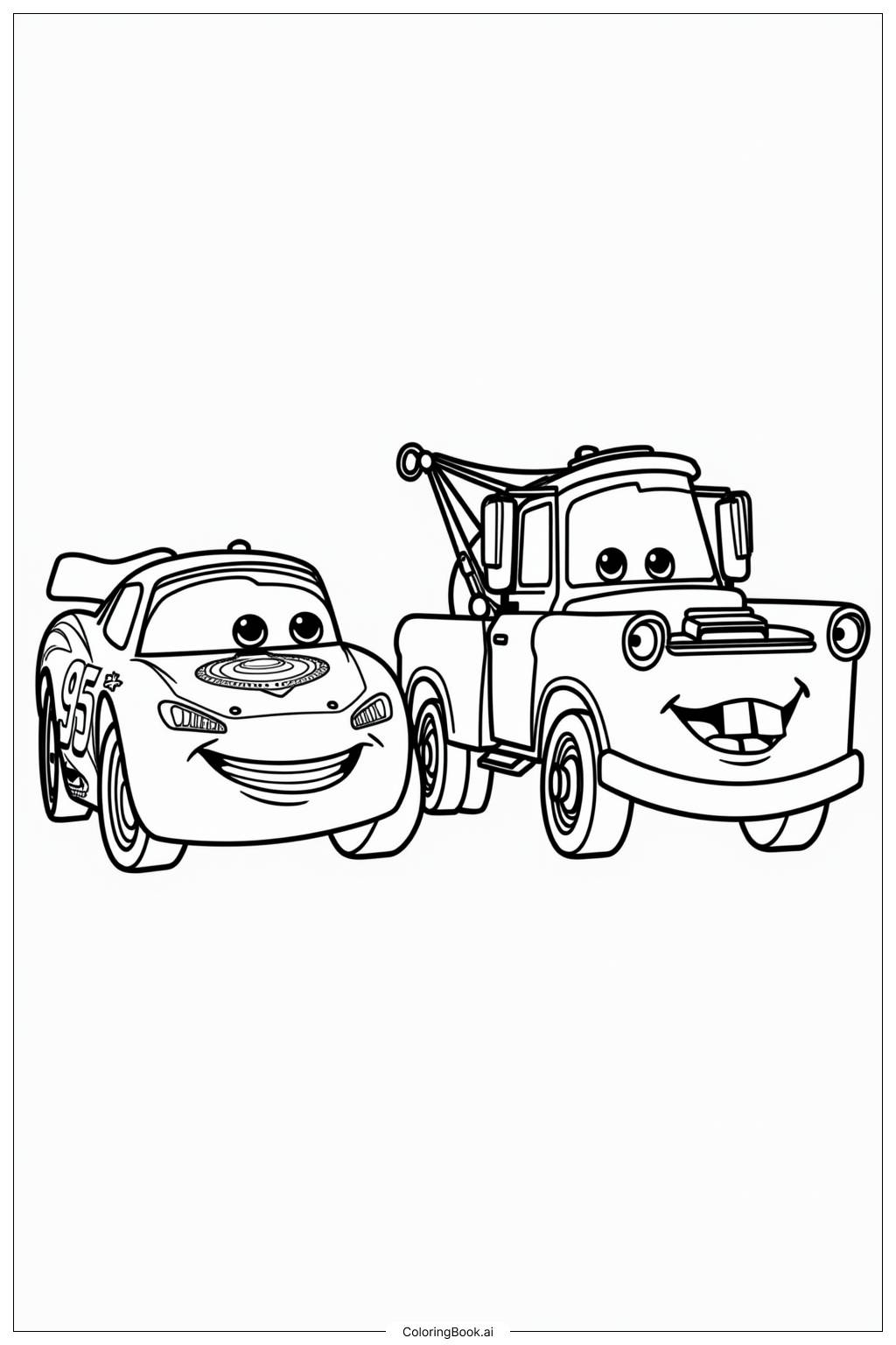  Lightning McQueen with Mater in Radiator Springs Coloring Page 