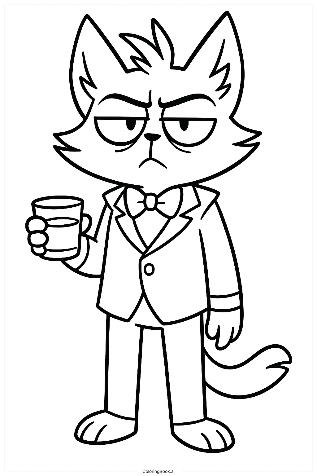 Hazbin 호텔 바에 있는 허스크 색칠공부 페이지