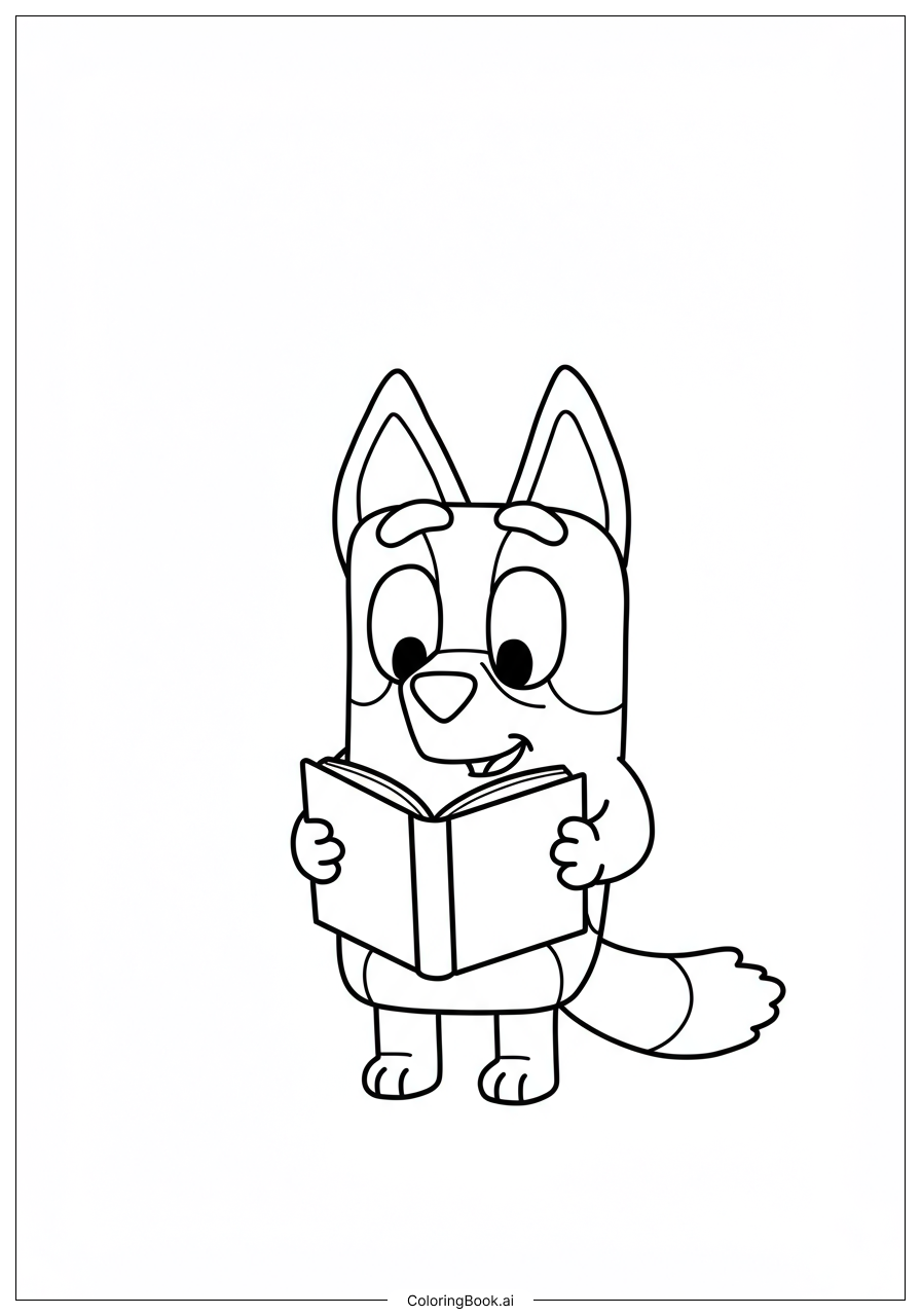  Bluey Mum Reading Stories Coloring Page 